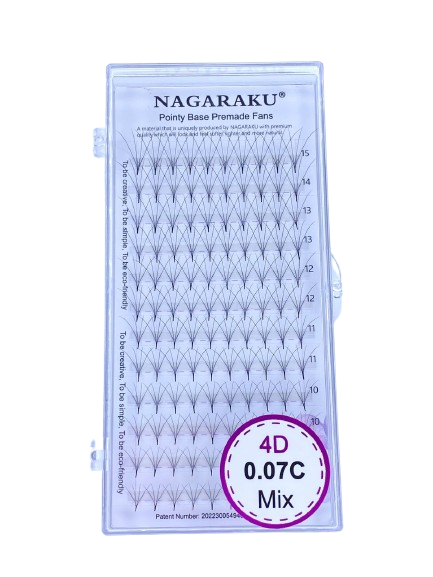 Blister de pestañas Nagaraku Pointy Base 4D 0.07 C Mix