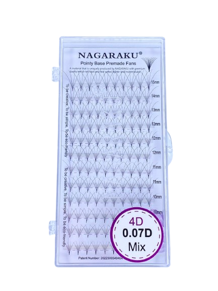 Blister de pestañas Nagaraku Pointy Base 4D 0.07 D Mix