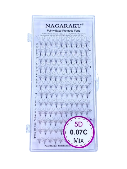 Blister de pestañas Nagaraku Pointy Base 5D 0.07 C Mix