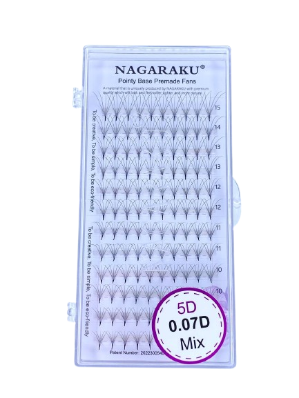 Blister de pestañas Nagaraku Pointy Base 5D 0.07 D Mix