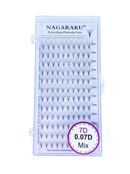 Blister de pestañas Nagaraku Pointy Base 7D 0.07 D Mix
