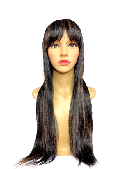 Peluca larga con fleco