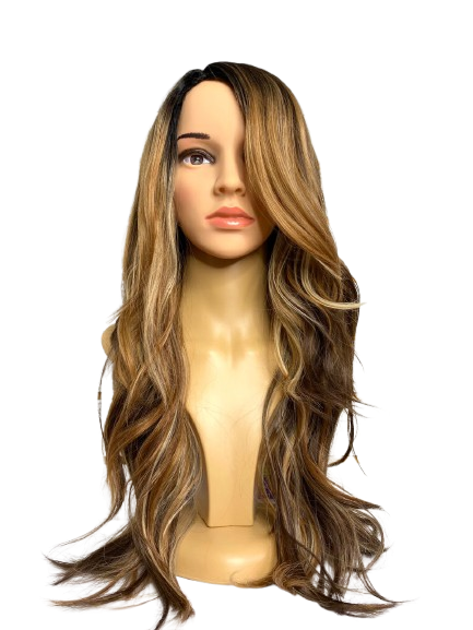 Peluca larga división de lado